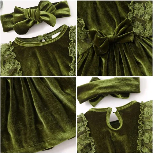 Miniatura 84 de IDOPIP Vestido tutú de terciopelo para niñas pequeñas, vestido de manga larga para princesa, Navidad, cumpleaños, fiesta, boda, vestidos de otoño e