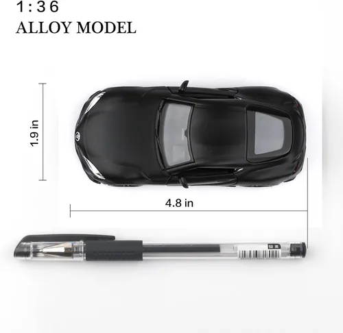Miniatura 4 de TOKAXI Modelos de autos Toyota Supra a escala 1/36 2020, auto de juguete Toyota con tracción trasera, regalos de autos para niños y niñas (negro)