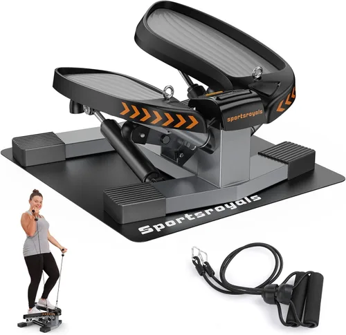 Miniatura 11 de SPORTSROYALS Escalera de escalera, giro/mini escalón para ejercicio en casa, máquina de pasos con bandas de resistencia para entrenamiento de cuerpo