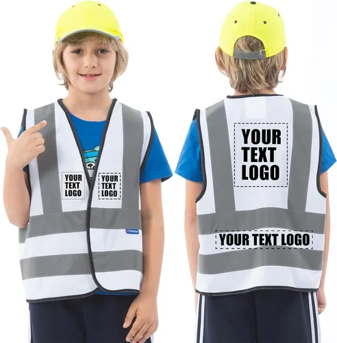 Miniatura 11 de Chaleco de seguridad reflectante personalizado personalizado personalizado de alta visibilidad para niños con logotipo Azul