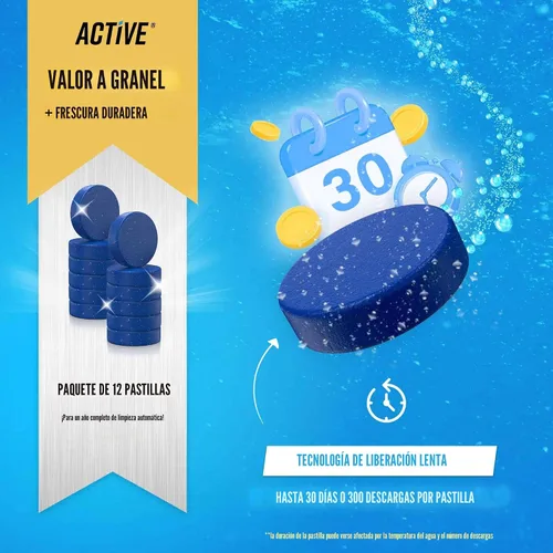 Miniatura 4 de ACTIVE Tabletas Limpiadoras Automáticas para Tazón de Inodoro de Gel Azul Limpiadores de Tanque de Inodoro, Removedor de Manchas de Anillo de Agua