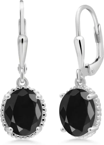 Miniatura 163 de Gem Stone King Aretes colgantes de gota para mujer, plata de ley 925, piedra natal ovalada de 0.354 x 0.276 in, joyería fina, regalos para ella