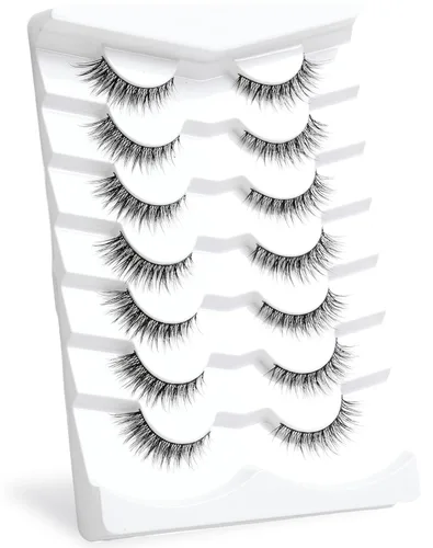 Miniatura 8 de Onlyall Pestañas naturales finas pestañas postizas de aspecto natural, pestañas postizas acampanadas, pestañas postizas suaves y esponjosas, 7 pares
