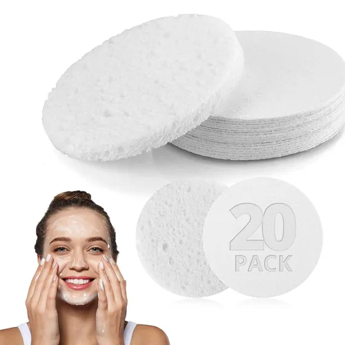 Miniatura 7 de Esponjas de limpieza facial naturales, 20 esponjas faciales comprimidas, celulosa, reutilizables, suaves, cosméticos, para eliminar maquillaje Azul