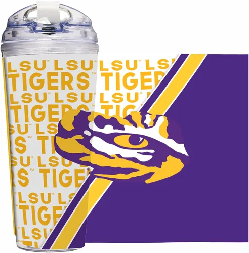 Miniatura 106 de Rico Industries Taza acrílica NCAA estándar de 24 onzas con tapa con bisagra, taza de doble pared oficialmente licenciada con pajita