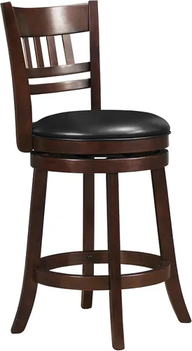 Miniatura 11 de Homelegance Taburetes giratorios tapizados de altura de barra con respaldos, Taburetes de bar de cuero sintético, 30 pulgadas de altura del asiento