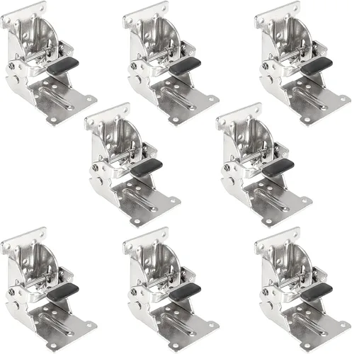 Paquete de 8 soportes de soporte plegables de 0-90-180 grados, soportes de patas de mesa con bisagras autobloqueantes con tornillos de montaje,