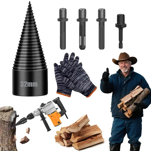 Juego de brocas para leña, divisor de troncos de madera, broca para leña, broca divisora de madera de 1.654 in/1.260 in, brocas divisoras de troncos
