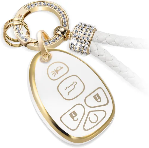Miniatura 25 de para llavero de Cadillac con funda de TPU con superficie granulada y cuerda trenzada metálica, funda de llavero mejorada para 2020 en adelante CT4