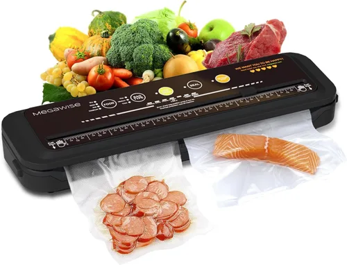 Miniatura 8 de Máquina selladora al vacío actualizada, sellador de alimentos MEGAWISE con kit de inicio (negro)