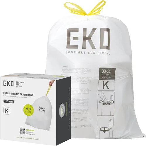 Miniatura 21 de EKO 4 galones / 10-15 litros, 80 bolsas de basura pequeñas con cordón, bolsas de basura extrafuertes sin perfume, rollo fácil de dispensar