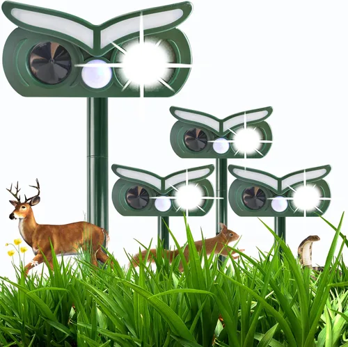 Repelente de gatos para exteriores, repelente solar ultrasónico de animales, dispositivos repelentes de ciervos para exteriores con detección de