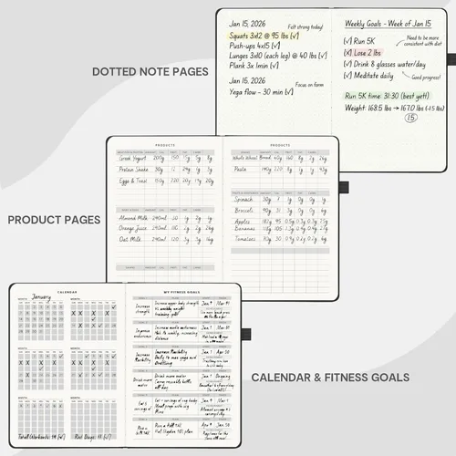 Miniatura 6 de &And Per Se Diario de entrenamiento y alimentos – Diario de fitness con rastreador de dieta diario y libro de registro de ejercicios de gimnasio