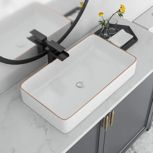 Miniatura 13 de Fregadero de esquina de baño pequeño de 18 x 10 pulgadas, fregadero rectangular blanco moderno para colgar en la pared Montaje en pared blanco