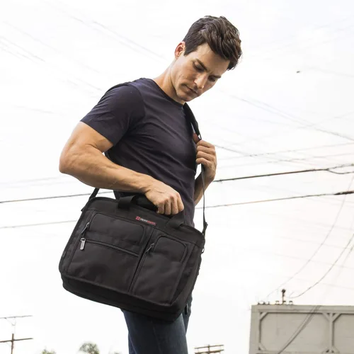 Miniatura 2 de Alpine Swiss Conrad Messenger Bag Maletín para portátil de 15,6 pulgadas con funda para tableta