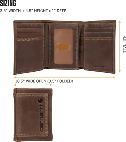 Miniatura 5 de Carhartt - Billetera resistente de cuero con triple puntada para hombre, disponible en múltiples estilos