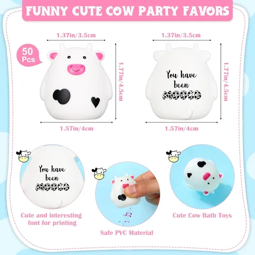 Miniatura 2 de Cholemy Juego de 50 mini vacas de goma Moo Cows regalo de auto de graduación a granel You Have Been Mooed divertido para figuras de juego