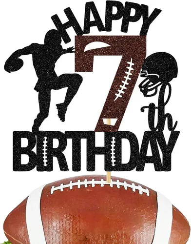 Miniatura 14 de Decoración para tartas de fútbol americano de 6 años, decoración de fiesta de cumpleaños de 6 años para niño