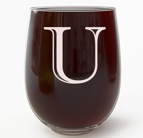 Miniatura 19 de Copa de vino grabada con monograma de 17 onzas sin tallo (letra A) A-Z, regalos personalizados para mujeres, copas de vino personalizadas, regalo