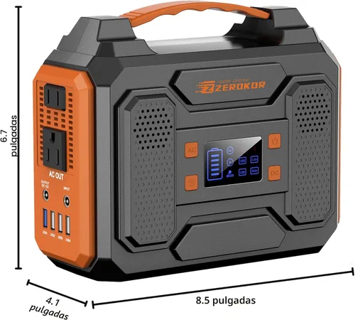 Miniatura 5 de Generador Solar Portátil, Estación de Energía Portátil de 300W con Panel Solar Plegable de 60W, Paquete de Batería de Onda Sinusoidal Pura de 110V