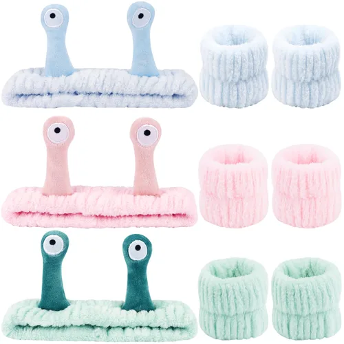 Miniatura 8 de Atoden Snail Spa Set – Pulsera y diadema para lavado facial, bonito diseño de animales para mujeres y niñas, beige, caqui, marrón