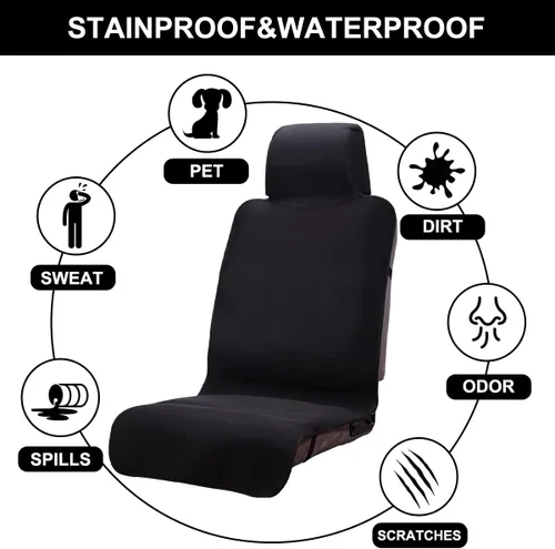 Miniatura 3 de Funda de asiento impermeable, protector de asiento de automóvil mejorado contra el sudor, perfecto para asiento universal antideslizante de Negro