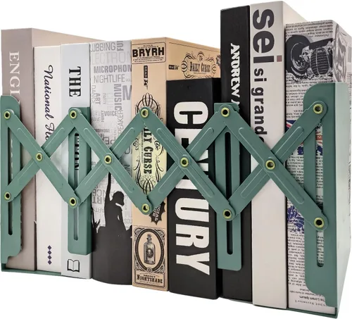 Miniatura 9 de Sujetalibros ajustables antideslizantes decorativos, sujetalibros de metal para libros pesados, organizador de estantería para libros y revistas