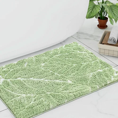 Miniatura 8 de Alfombra de baño antideslizante con planta verde salvia, bonita alfombra de baño absorbente de hojas de Monstera, divertida alfombra de baño