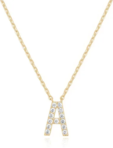 Miniatura 50 de PAVOI 14K White Gold Plated Cubic Zirconia Initial Necklace Letter Dainty Necklaces for Women