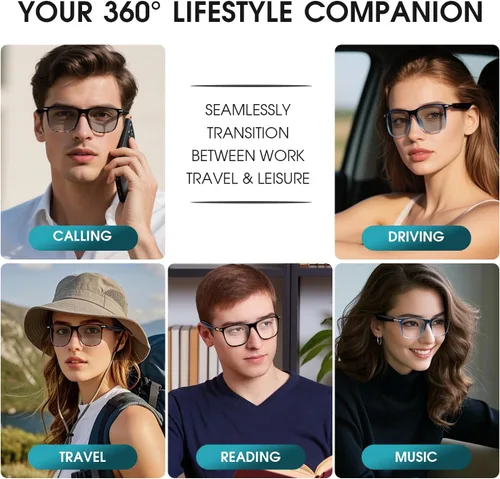 Miniatura 6 de Gafas inteligentes Bluetooth para hombres y mujeres, asistente de voz e impermeabilidad IPX5, lentes inteligentes fotocromáticos con altavoces