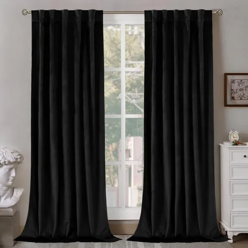 Miniatura 22 de BGment Cortinas de terciopelo rosa polvoriento, 2 paneles de 84 pulgadas, 2 paneles para sala de estar, aislamiento térmico de lujo, reducen