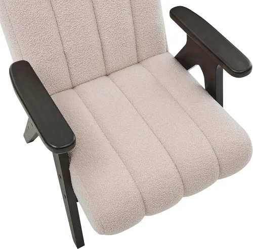 Miniatura 11 de Roundhill Furniture Rella Modern Teddy Sherpa - Silla decorativa con marco de madera espresso, color beige