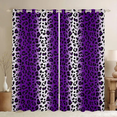 Miniatura 17 de Feelyou Cortinas opacas con estampado de leopardo de 30% a 50%, cortinas de oscurecimiento con estampado de guepardo para dormitorio, para niños