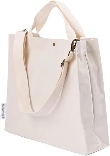 Bolsa cruzada de lona resistente extra grande para el hombro, bolsa de compras, bolsa de playa, multiusos, uso diario Blanco sucio