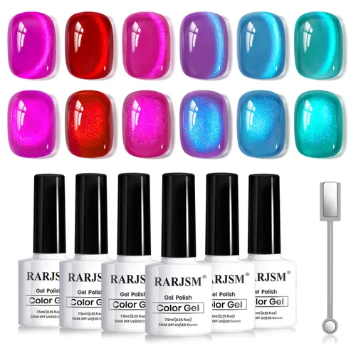 Miniatura 31 de RARJSM Juego de Esmaltes de Gel Nude Colección Jelly Pink de 6 Colores Naturales Transparentes Rosa Translúcido Lechoso Malva Morado Marrón Claro