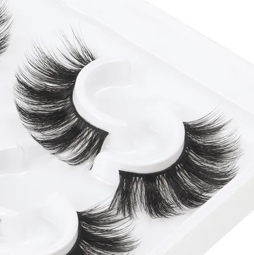Miniatura 7 de Losha 6 pares de pestañas postizas esponjosas para mujer, 0.787 in de largo, dramáticas tiras de visón sintético, paquete de pestañas 5D para un