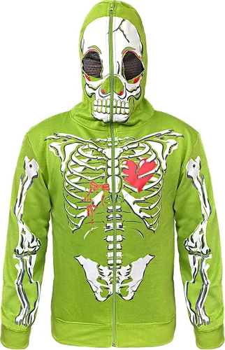 Miniatura 6 de Skylinewears Sudadera con capucha para hombre, diseño de calavera de esqueleto, disfraz de Halloween