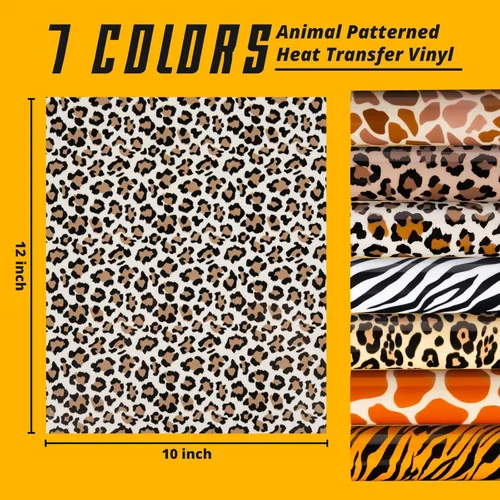 Miniatura 2 de HTVRONT Leopard HTV - Vinilo de transferencia de calor de 8 piezas, vinilo para planchar con estampado de leopardo para camisetas, fácil de cortar