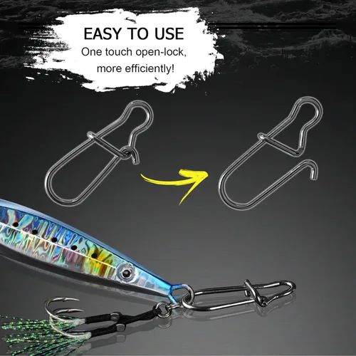 Miniatura 3 de AMYSPORTS Clip de presión de pesca de alta resistencia, doble bloqueo giratorio de acero inoxidable de cambio rápido, broches de pesca de níquel