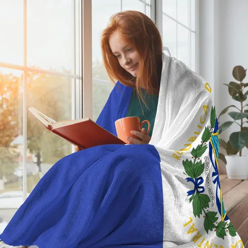 Miniatura 5 de Manta patriótica de franela azul suave de El Salvador, regalo para mujeres y hombres, manta mullida para sofá regazo, para interiores y exteriores