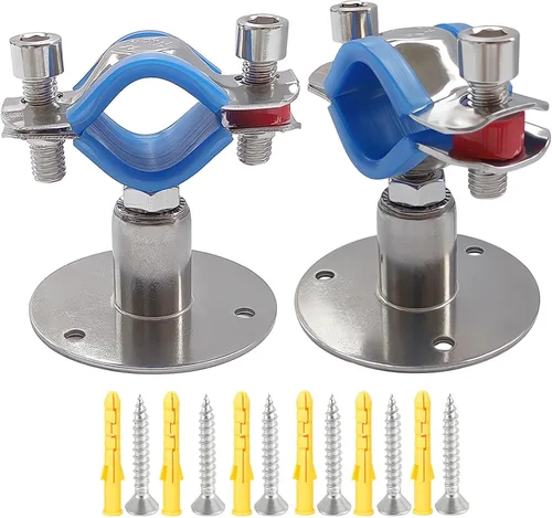 Miniatura 9 de 2 soportes de tubo de montaje en pared y techo, acero inoxidable 304, altura ajustable de 1.18 a 2.36 pulgadas, se adapta a tubos OD de 0.32 a 0.39