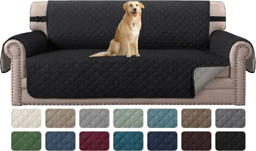 H.VERSAILTEX Funda de sofá resistente al agua para sofá de 3 cojines, reversible, protector de muebles acolchado con correa elástica, funda de sofá