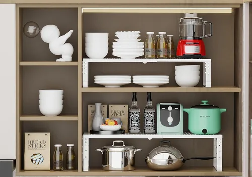 Miniatura 6 de Jojocross Organizador de Cocina Apilable Ajustable Expandible, Estante para Especias, Estantes de Almacenamiento de Despensa de Metal, Estante de 3