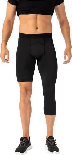 Miniatura 45 de Pantalones de compresión de 3/4 de una pierna para hombre, mallas de baloncesto atléticas para correr, leggings deportivos de capa base capri