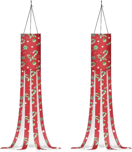 Miniatura 28 de Binienty 4th of July Winsock Patriotic Outdoor Decor Wind Socks Hanging Flag Welcome Home Decoration Party Yard Hanging Windsock, 2 Pcs Set Decor
