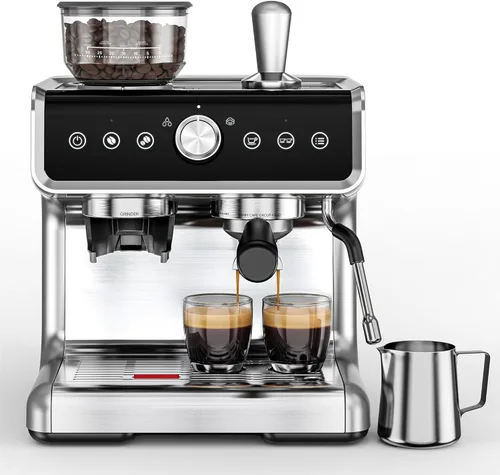 Miniatura 10 de EUHOMY Máquina de Espresso con Molinillo, Cafetera de 20 Bares con Varilla de Vapor para Espumar Leche, Máquinas de Café Espresso Profesionales