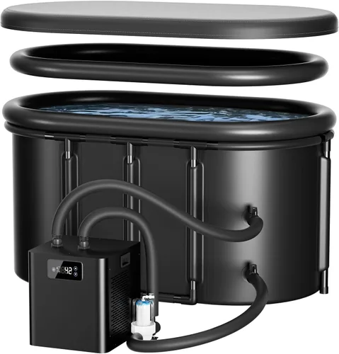 Enfriador de baño de hielo y kit de bañera de inmersión fría, enfriador de inmersión en frío de 1/3 HP con filtro externo y bomba, cápsula de hielo