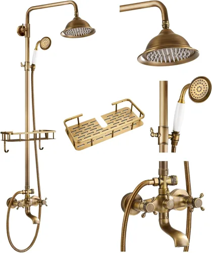 gotonovo Grifo de ducha expuesto para baño, sistema de ducha para exteriores, juego de cabezal de ducha de lluvia de 8 pulgadas con boquilla de
