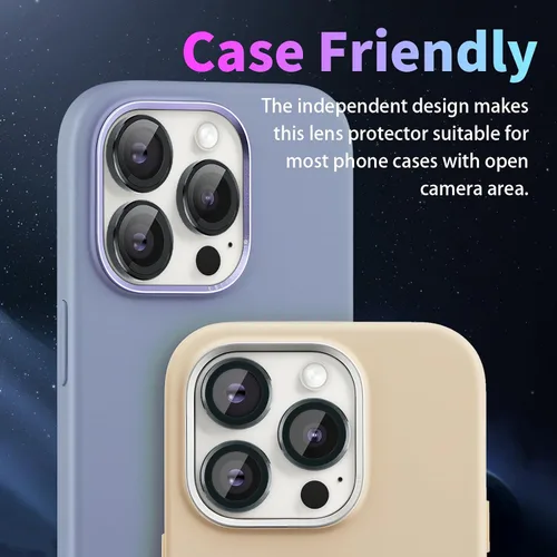 Miniatura 5 de Protector de lente de cámara para iPhone 16 Pro/iPhone 16 Pro Max, protector de lente de anillo de cámara de vidrio templado individual con bandeja