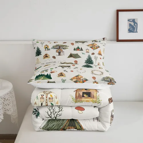 Miniatura 5 de Homewish Juego de ropa de cama con diseño de camping para niños, adolescentes y hombres, tamaño Queen, con temática de aventura en la jungla